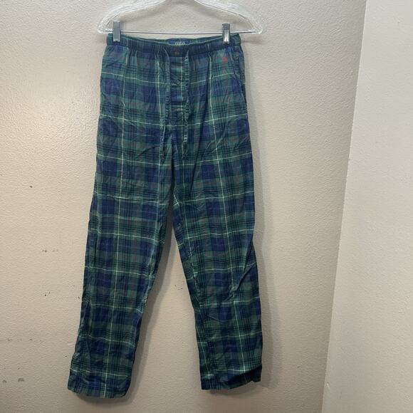 Polo Ralph Lauren Sleepwear Pants Mens Sz S Green Plaid Drawstring Pajamas - Picture 1 of 7